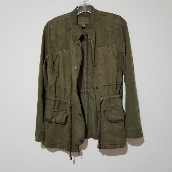 🌸 Hinge Seattle Olive Green Utility Military Jacket Size Small - Picture 4 of 11